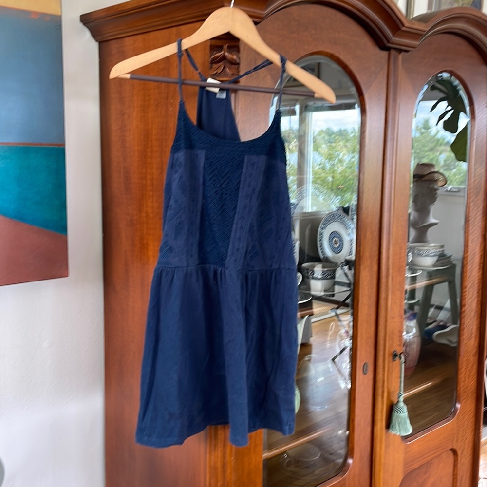 Roxy Navy Blue Mini Dress with Crochet Detail